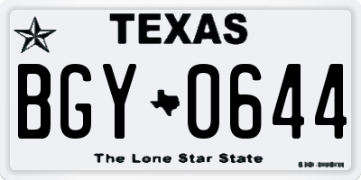 TX license plate BGY0644