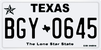 TX license plate BGY0645