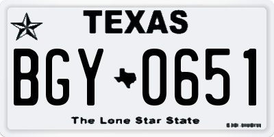 TX license plate BGY0651