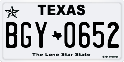 TX license plate BGY0652