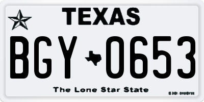 TX license plate BGY0653