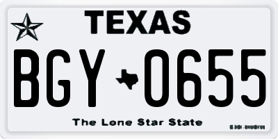 TX license plate BGY0655