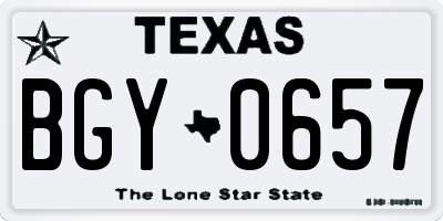 TX license plate BGY0657