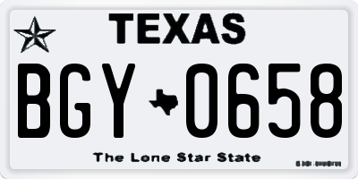 TX license plate BGY0658