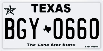 TX license plate BGY0660