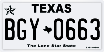 TX license plate BGY0663