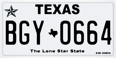 TX license plate BGY0664