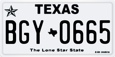 TX license plate BGY0665