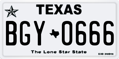 TX license plate BGY0666