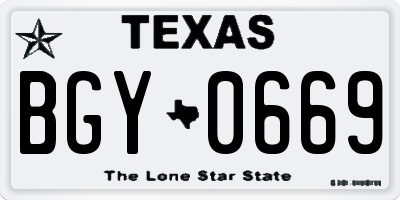 TX license plate BGY0669