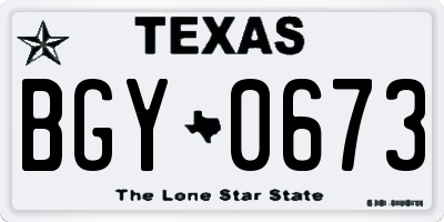 TX license plate BGY0673