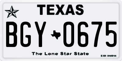 TX license plate BGY0675