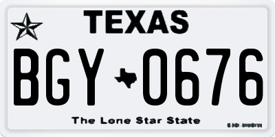 TX license plate BGY0676