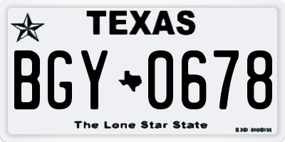 TX license plate BGY0678