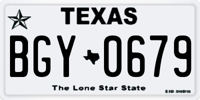 TX license plate BGY0679