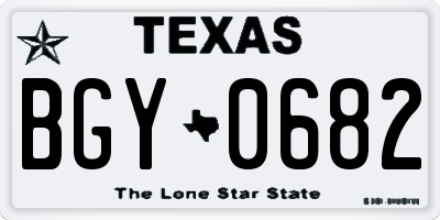 TX license plate BGY0682