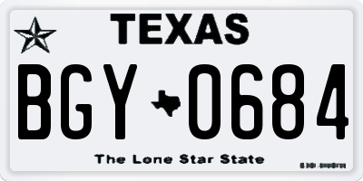 TX license plate BGY0684