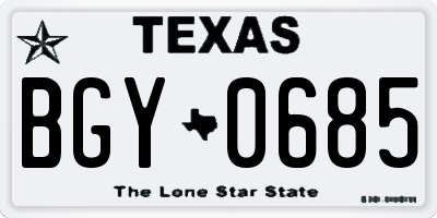 TX license plate BGY0685