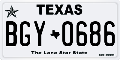 TX license plate BGY0686