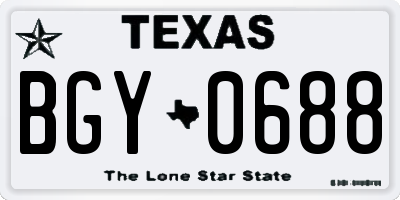 TX license plate BGY0688