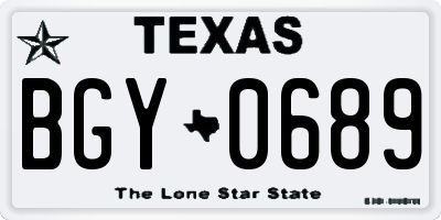 TX license plate BGY0689