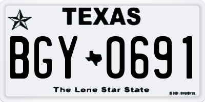 TX license plate BGY0691
