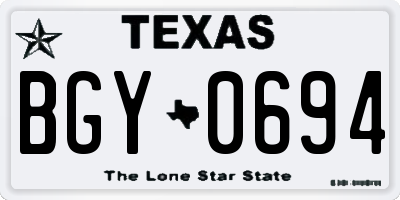 TX license plate BGY0694