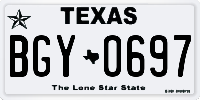 TX license plate BGY0697