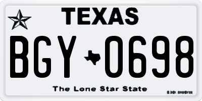 TX license plate BGY0698
