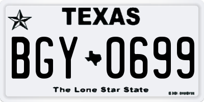 TX license plate BGY0699