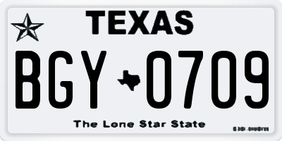 TX license plate BGY0709