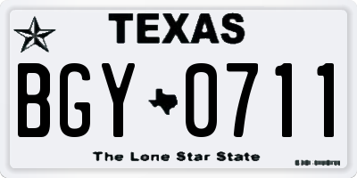 TX license plate BGY0711