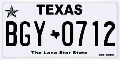 TX license plate BGY0712