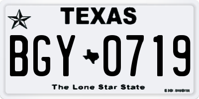 TX license plate BGY0719