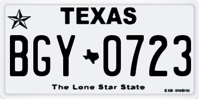TX license plate BGY0723
