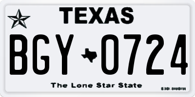 TX license plate BGY0724