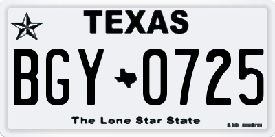 TX license plate BGY0725