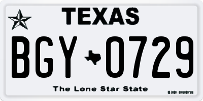 TX license plate BGY0729