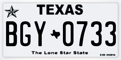 TX license plate BGY0733