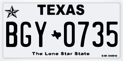 TX license plate BGY0735