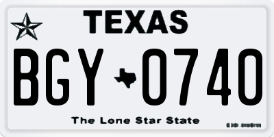 TX license plate BGY0740