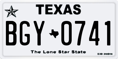 TX license plate BGY0741