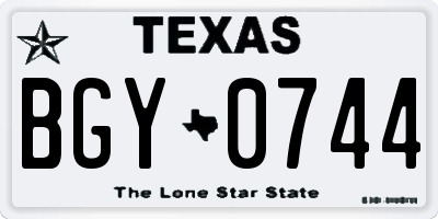 TX license plate BGY0744