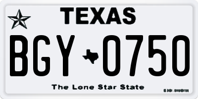 TX license plate BGY0750