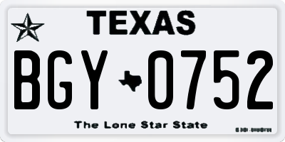 TX license plate BGY0752