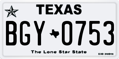 TX license plate BGY0753