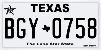 TX license plate BGY0758
