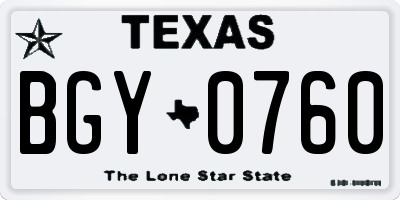 TX license plate BGY0760