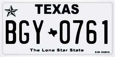 TX license plate BGY0761