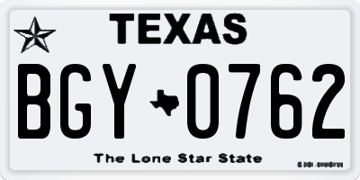 TX license plate BGY0762